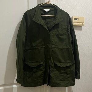 SERRA Woman's Green Long Sleeve Military Utility Surplus Snap Front Jacket Sz XL